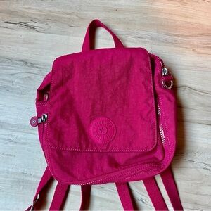Kipling Hot Pink Canvas Mini Backpack